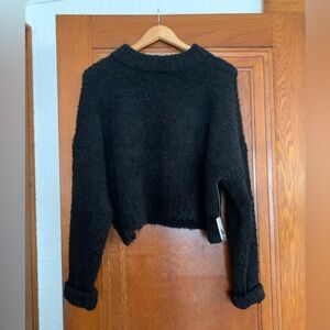 Free People We The Fee Stormy Pullover Black Crew Neck Sweater SMALL NWT